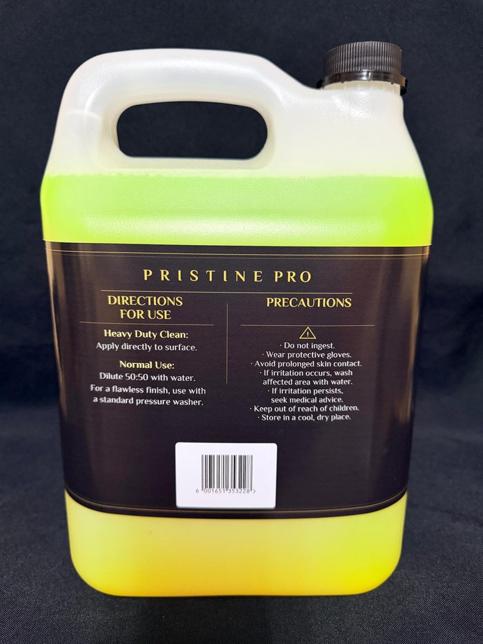 Pristine Pro 5L — directions for use and barcode