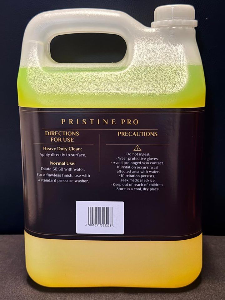 Pristine Pro 5L — directions for use and barcode